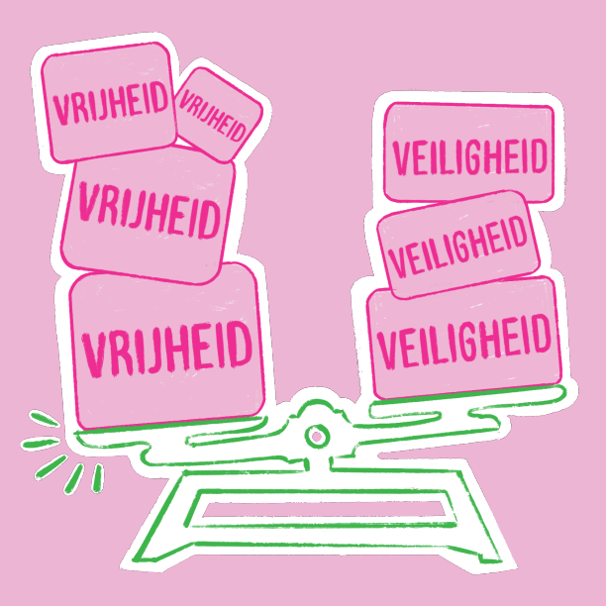 Weegschaal vrijheid versus veiligheid Weegschaal vrijheid versus veiligheid